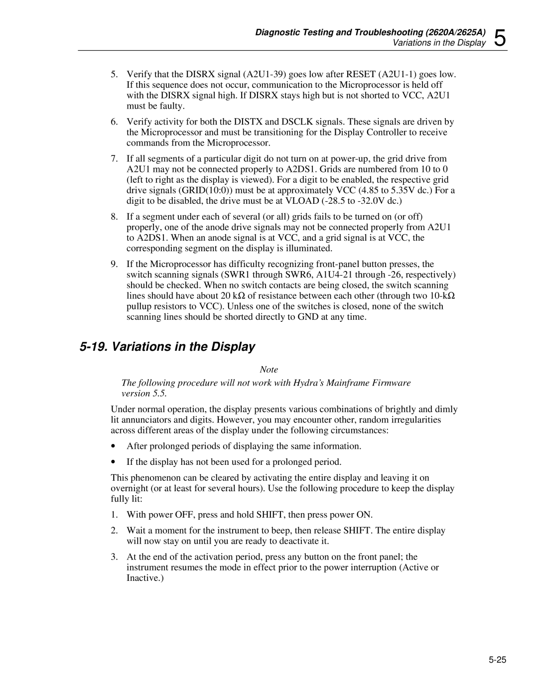 Fluke 2625A, 2635A service manual Variations in the Display 