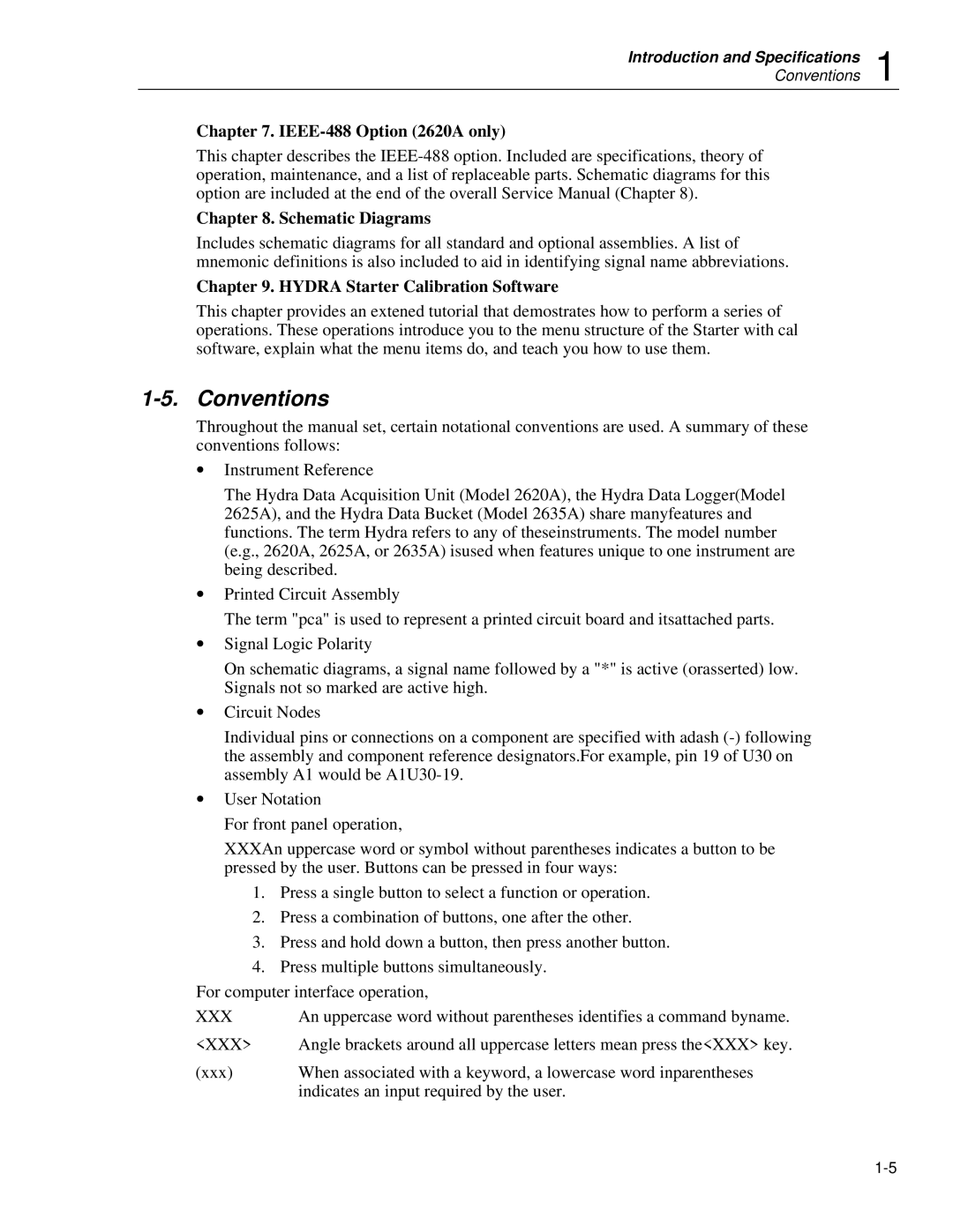 Fluke 2625A, 2635A service manual Conventions, IEEE-488 Option 2620A only Schematic Diagrams 