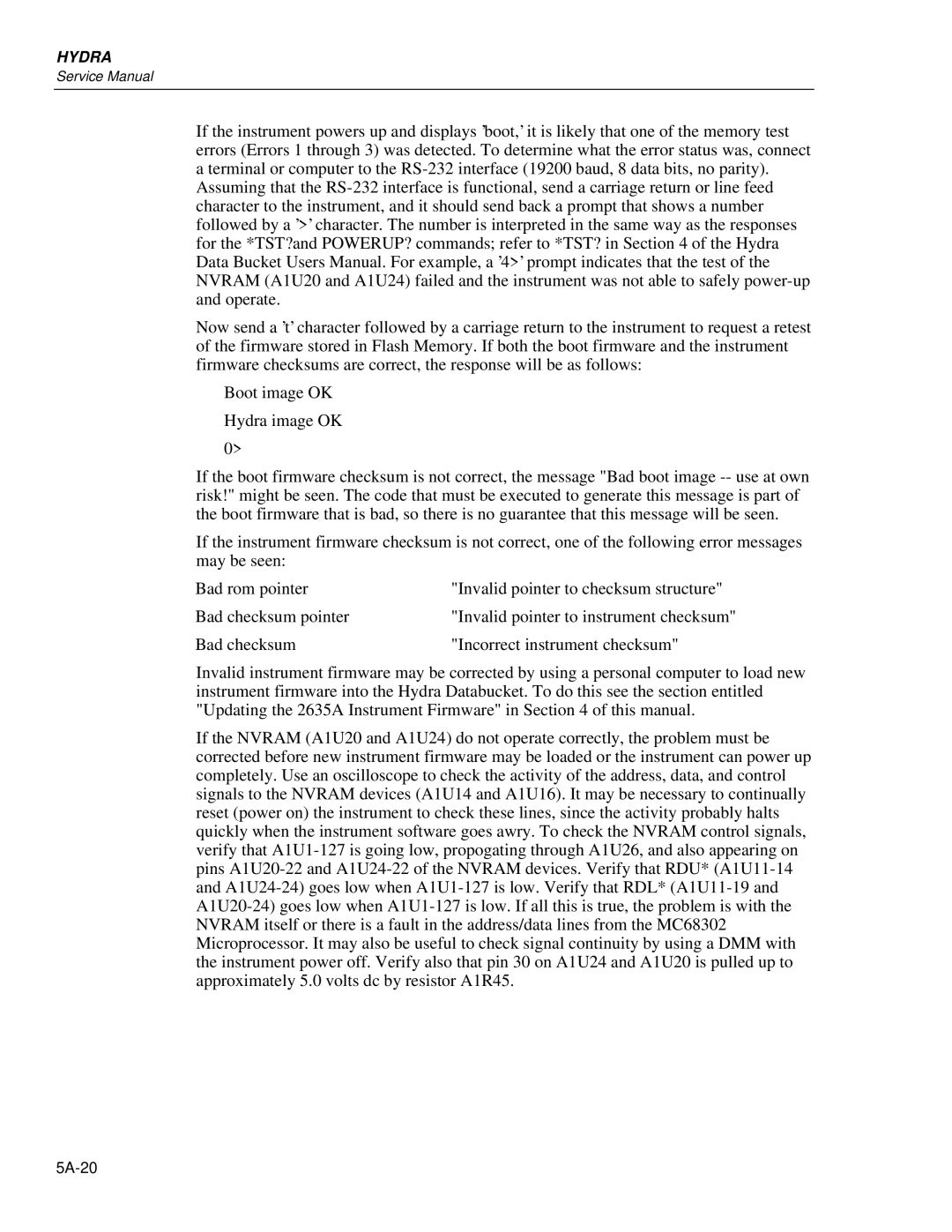 Fluke 2635A, 2625A service manual 5A-20 