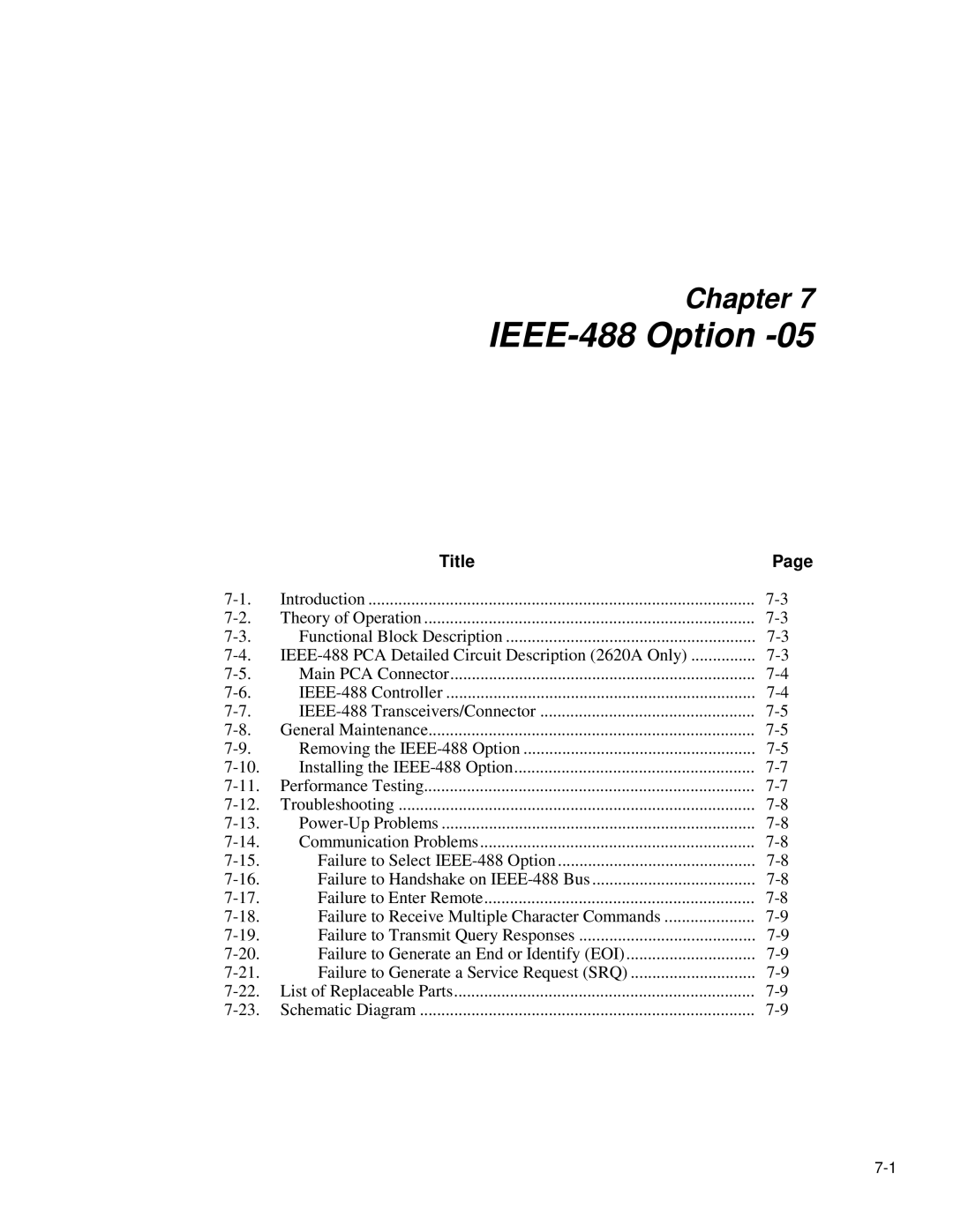 Fluke 2625A, 2635A service manual IEEE-488 Option 