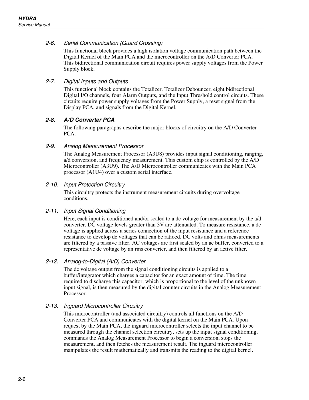 Fluke 2635A, 2625A service manual A/D Converter PCA 