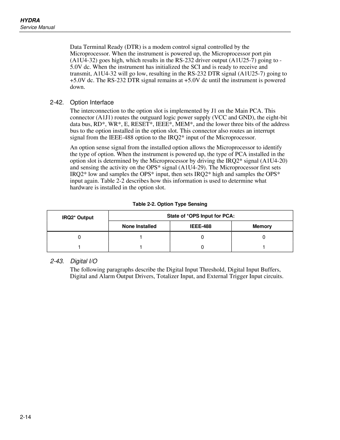 Fluke 2635A, 2625A service manual Digital I/O 