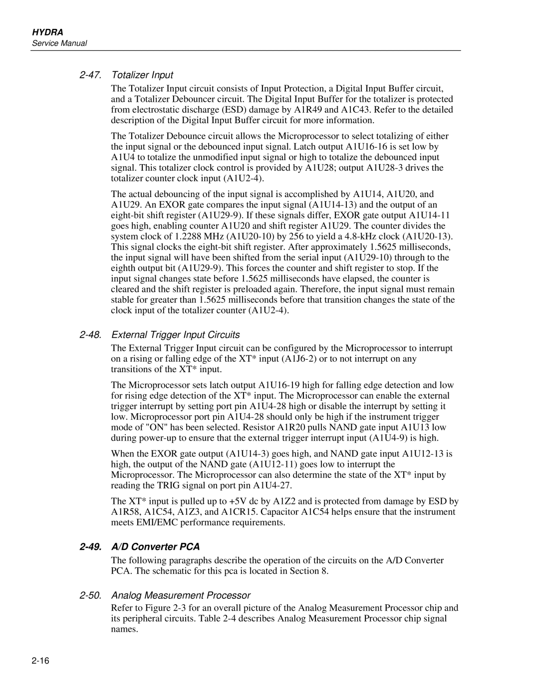 Fluke 2635A, 2625A service manual 49. A/D Converter PCA 