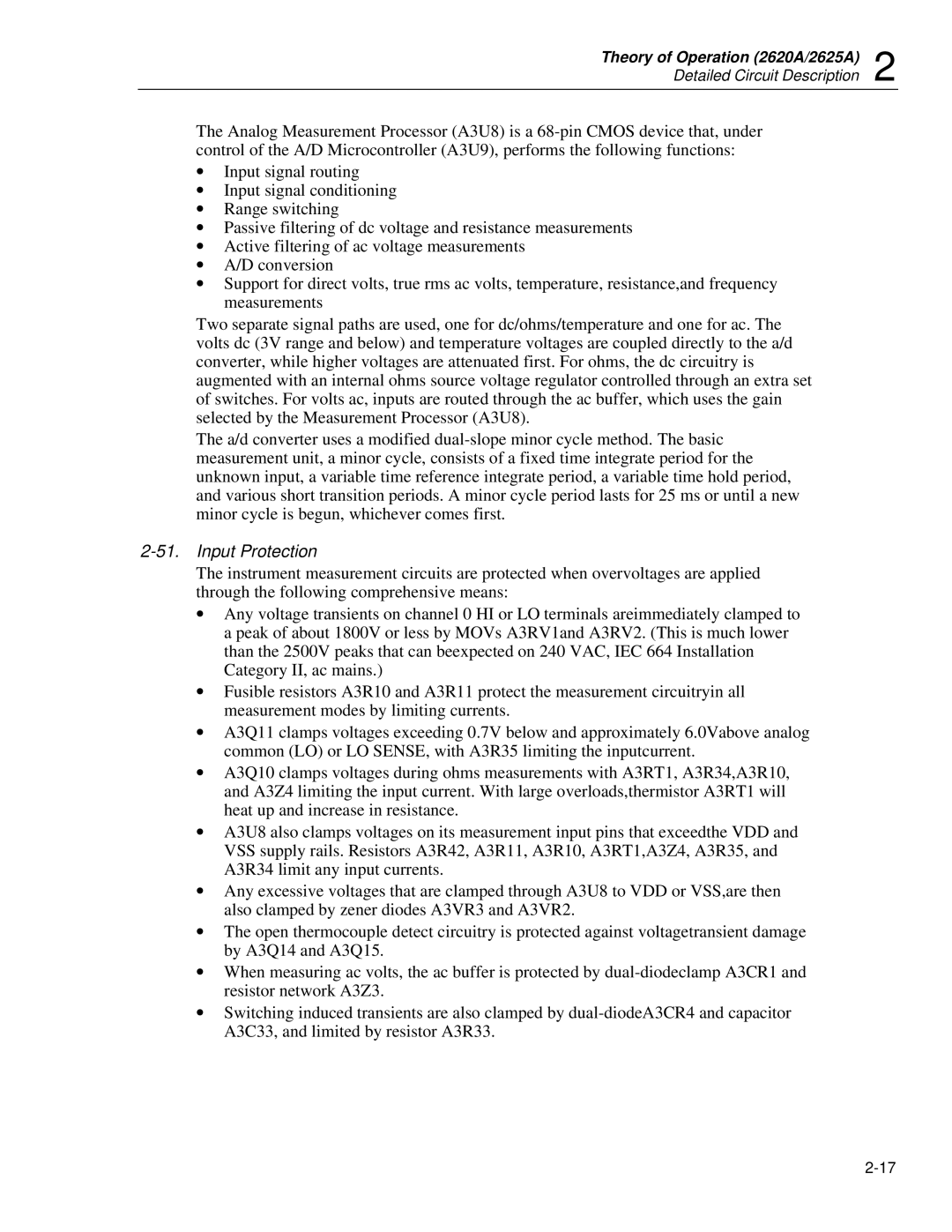 Fluke 2625A, 2635A service manual Input Protection 