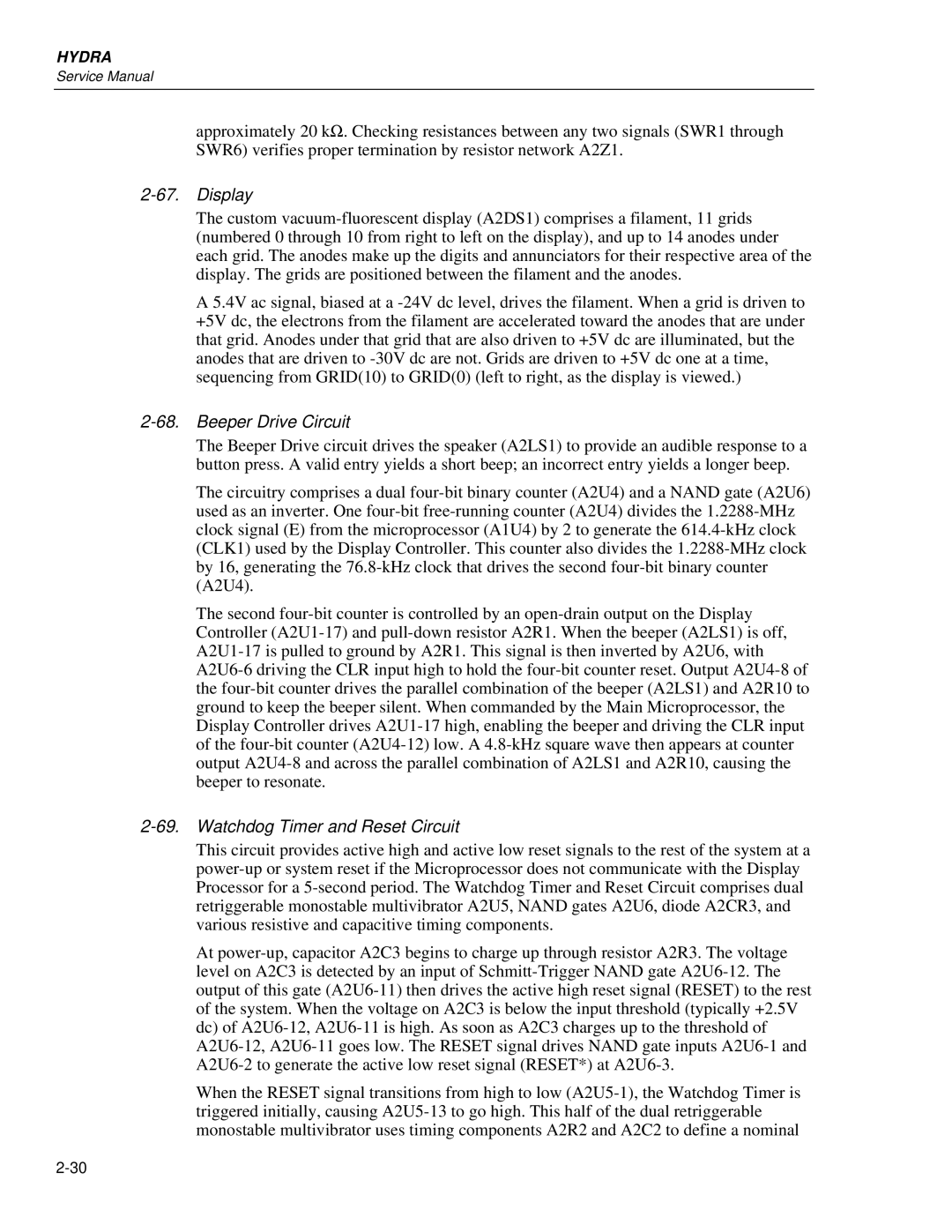 Fluke 2635A, 2625A service manual Display 