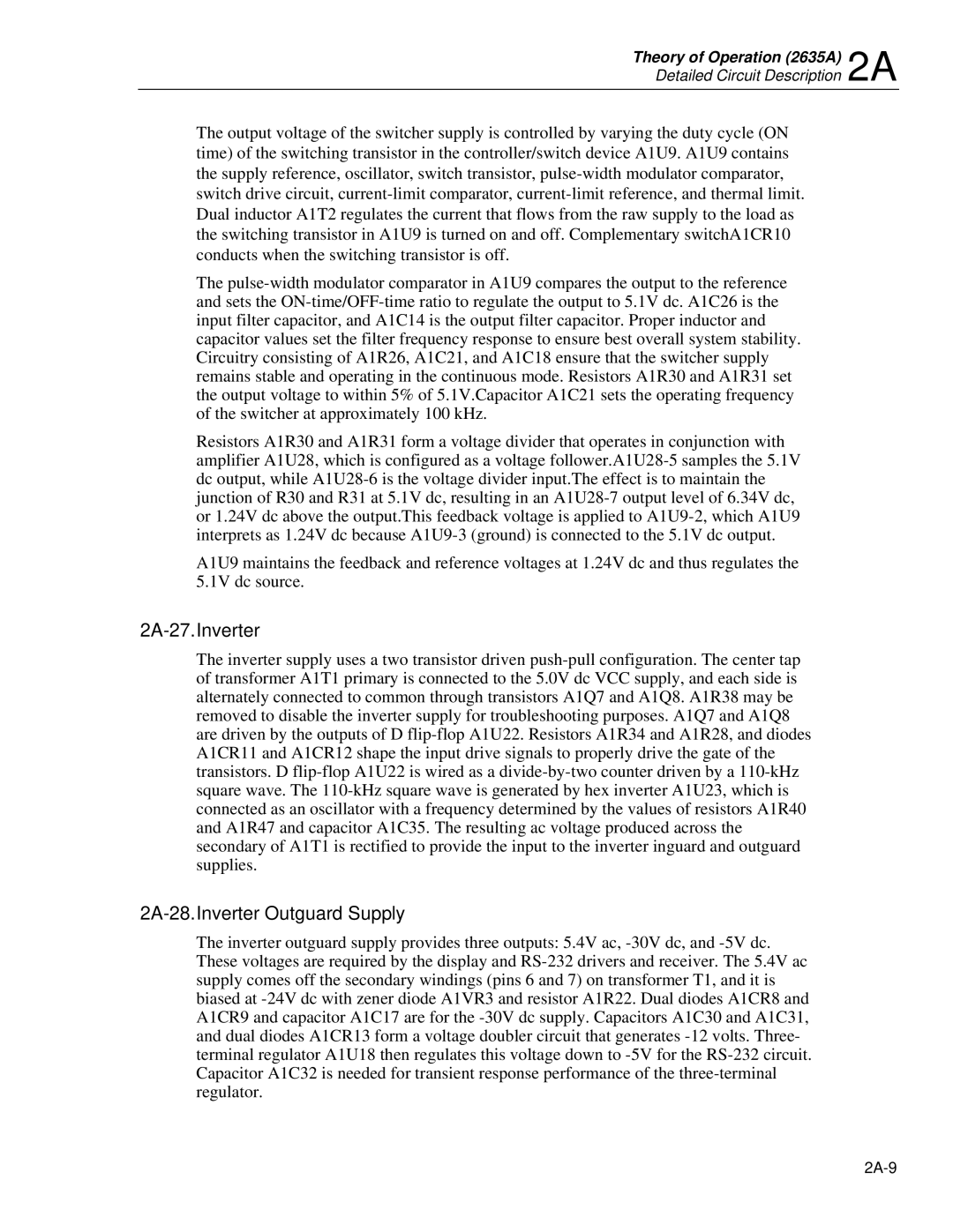Fluke 2625A, 2635A service manual 2A-27.Inverter 