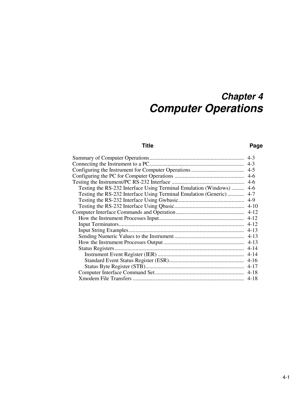 Fluke 2635A user manual Computer Operations 