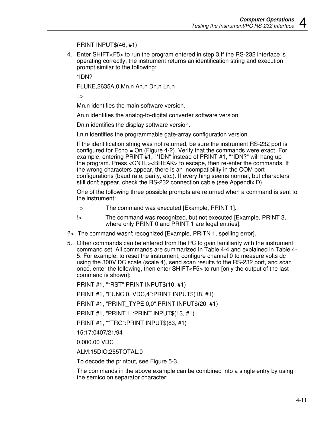 Fluke 2635A user manual Idn? 