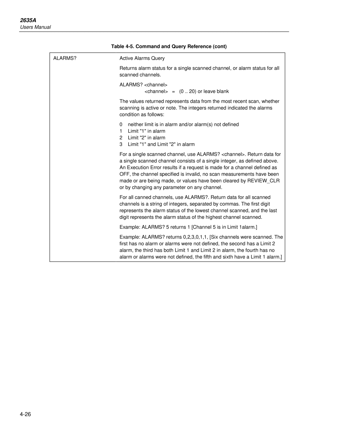 Fluke 2635A user manual Alarms? 