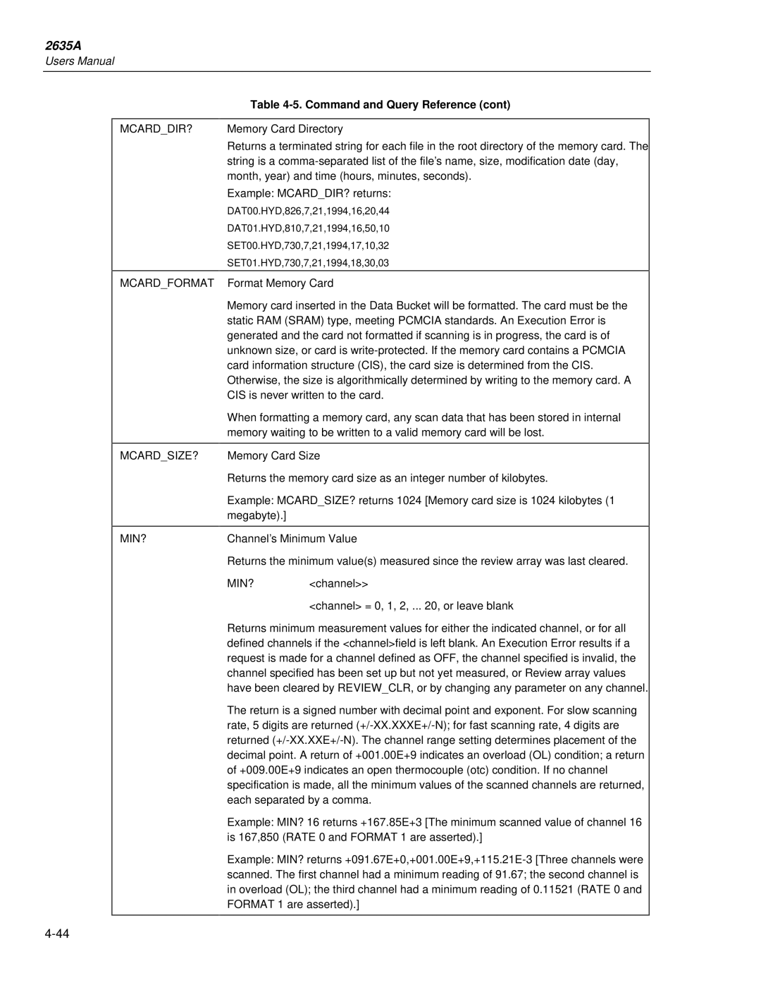 Fluke 2635A user manual Mcardformat, Mcardsize? 