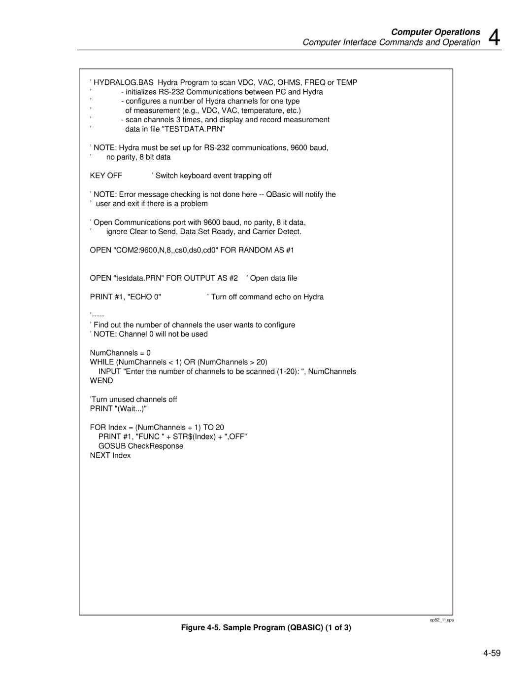 Fluke 2635A user manual Sample Program Qbasic 1 