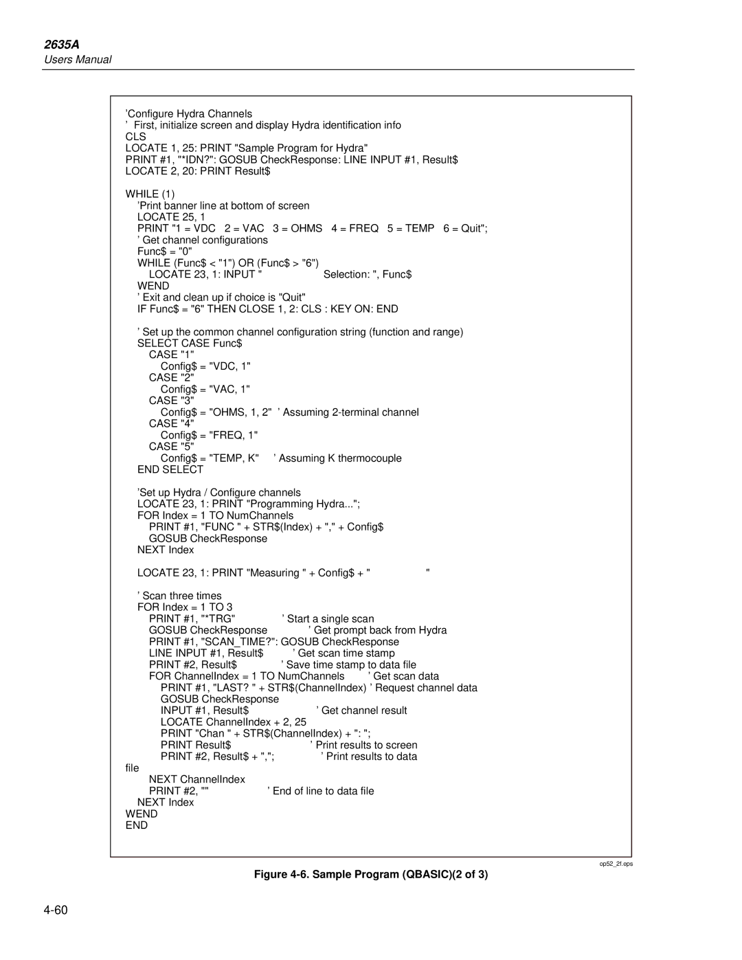 Fluke 2635A user manual Sample Program QBASIC2 