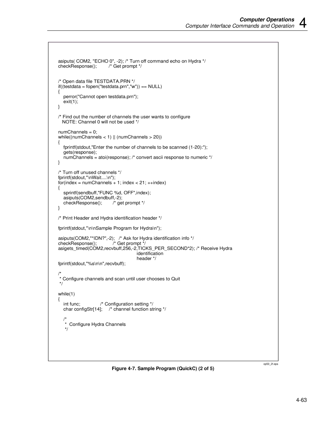 Fluke 2635A user manual Sample Program QuickC 2 