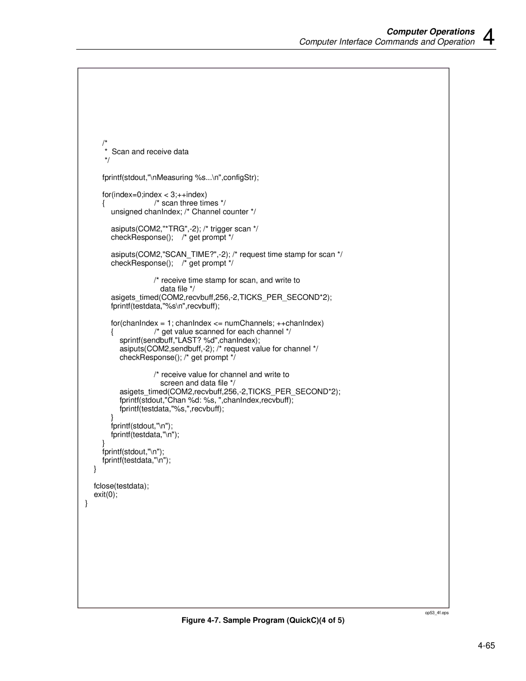 Fluke 2635A user manual Sample Program QuickC4 