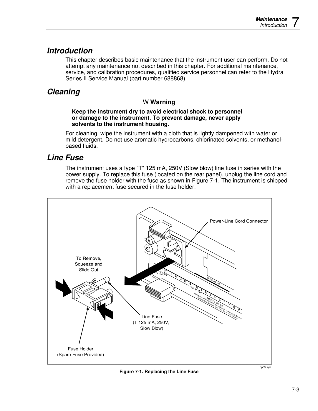 Fluke 2635A user manual Introduction Cleaning, Line Fuse 