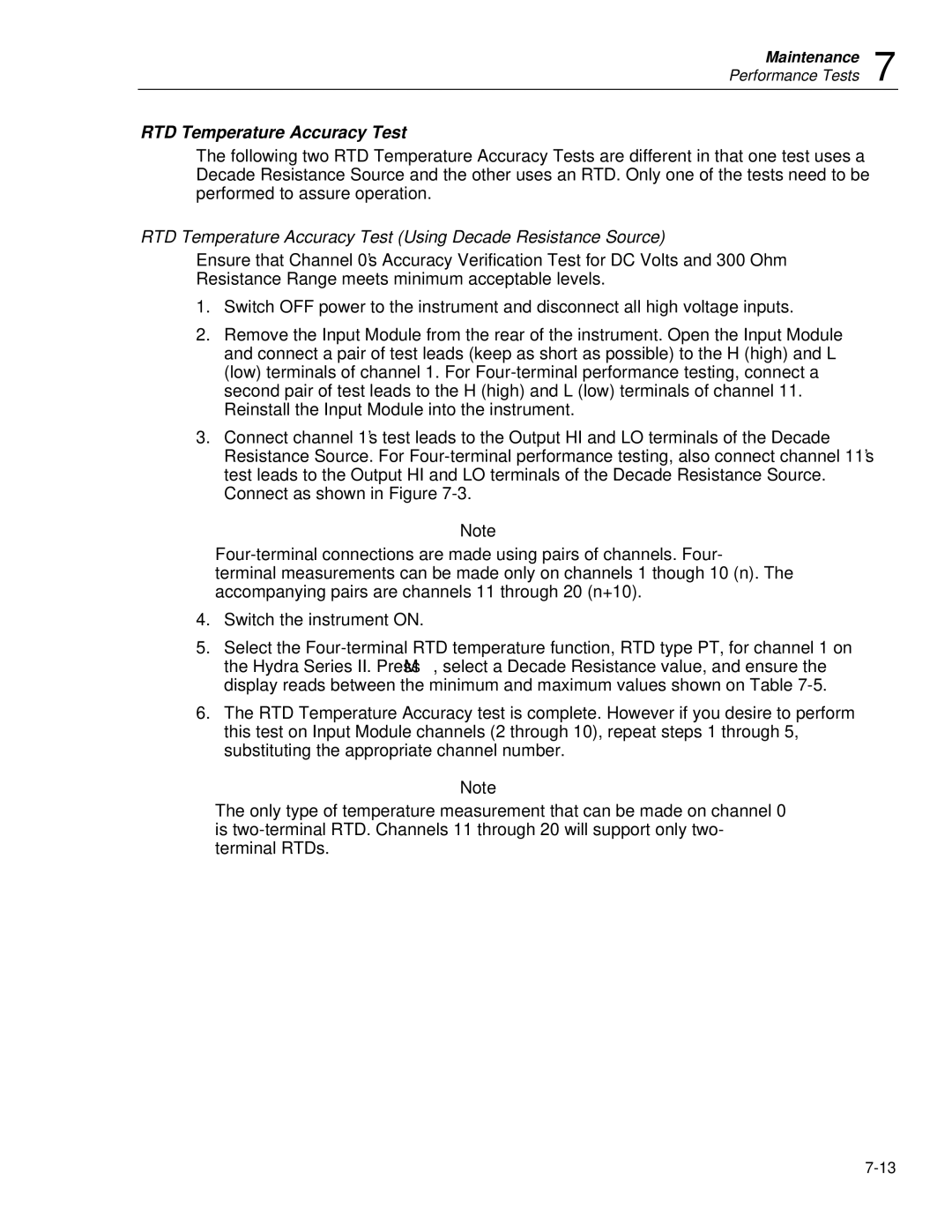 Fluke 2635A user manual RTD Temperature Accuracy Test Using Decade Resistance Source 