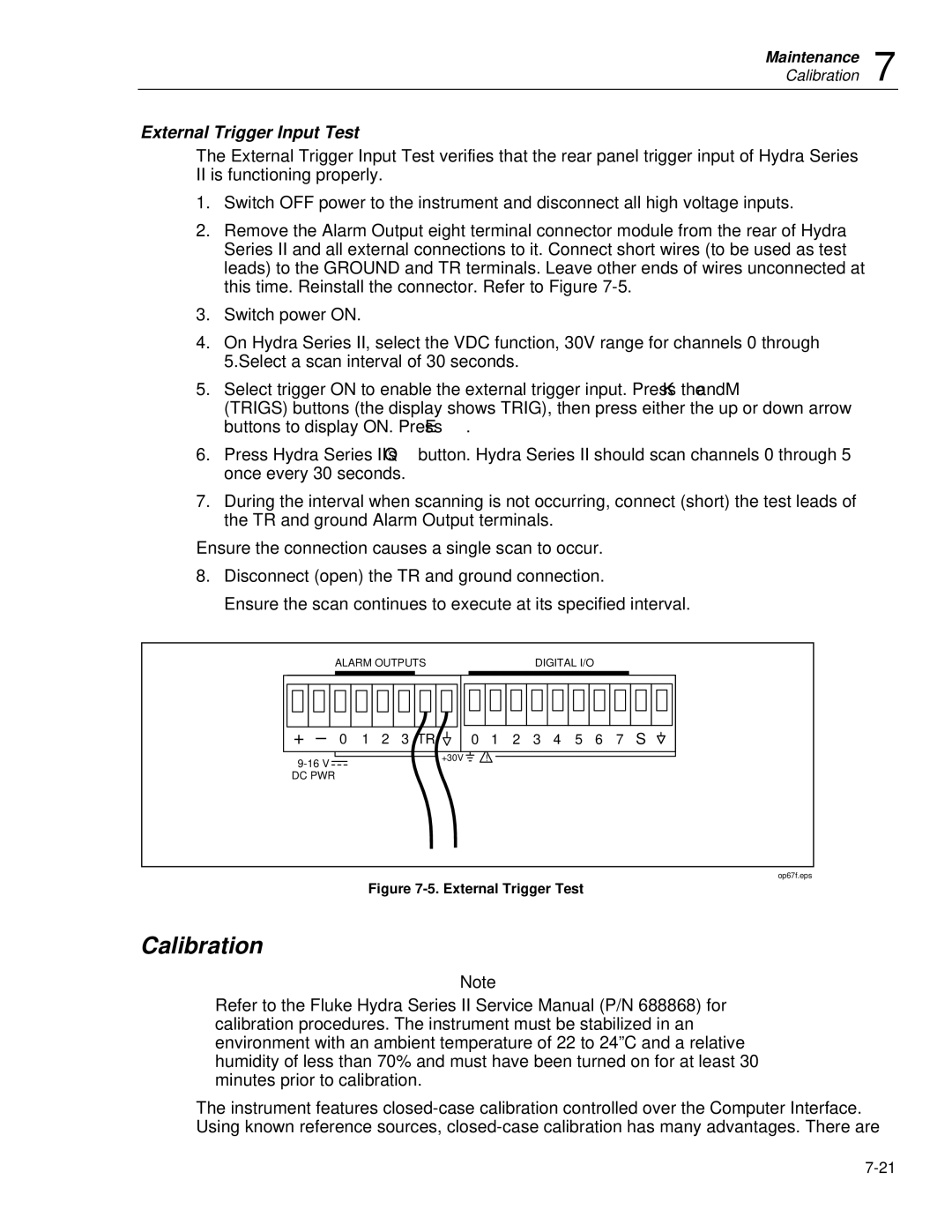 Fluke 2635A user manual Calibration, External Trigger Input Test 