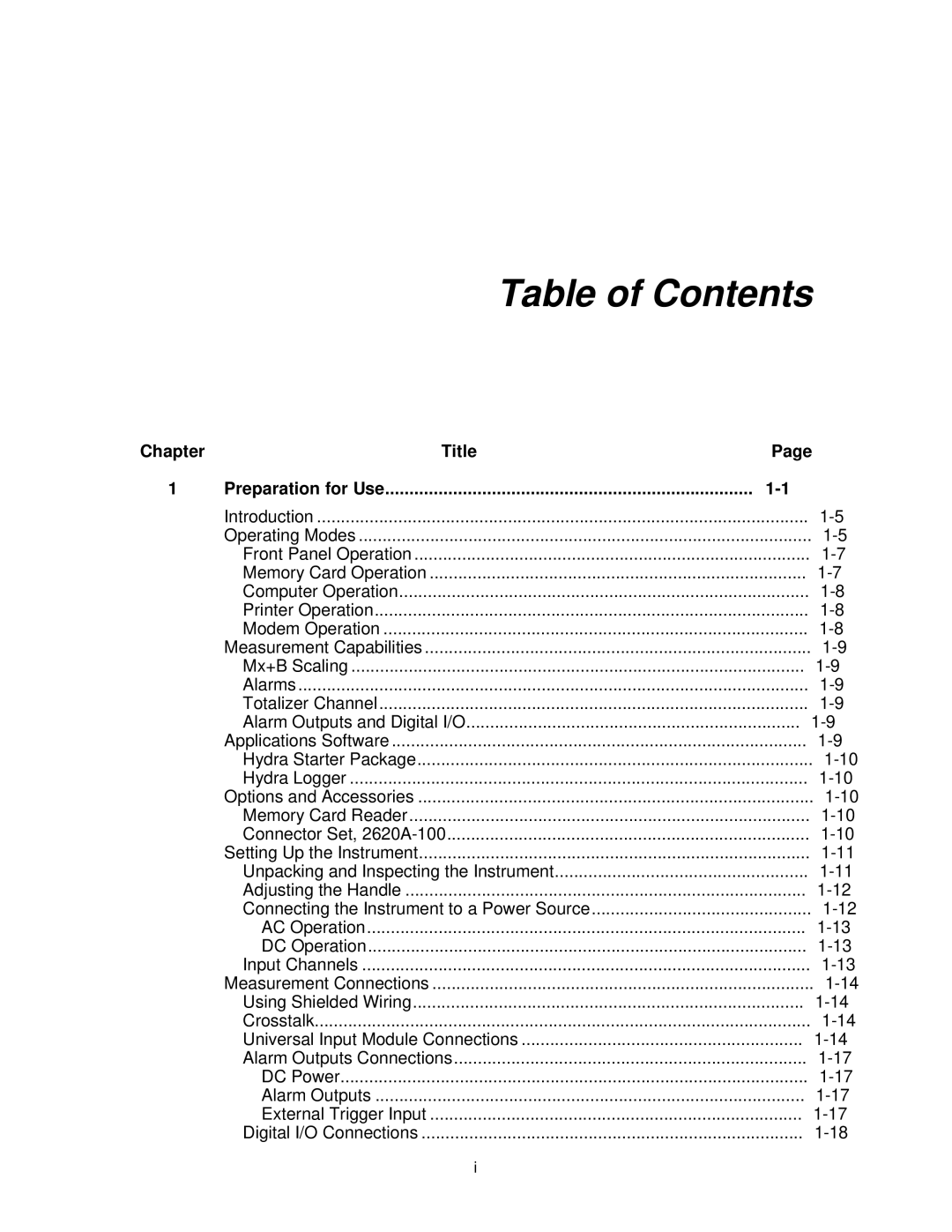 Fluke 2635A user manual Table of Contents 