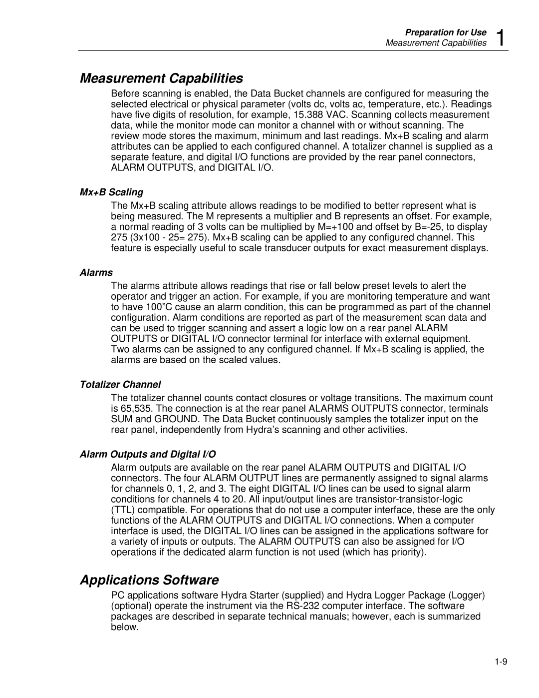 Fluke 2635A user manual Measurement Capabilities, Applications Software 