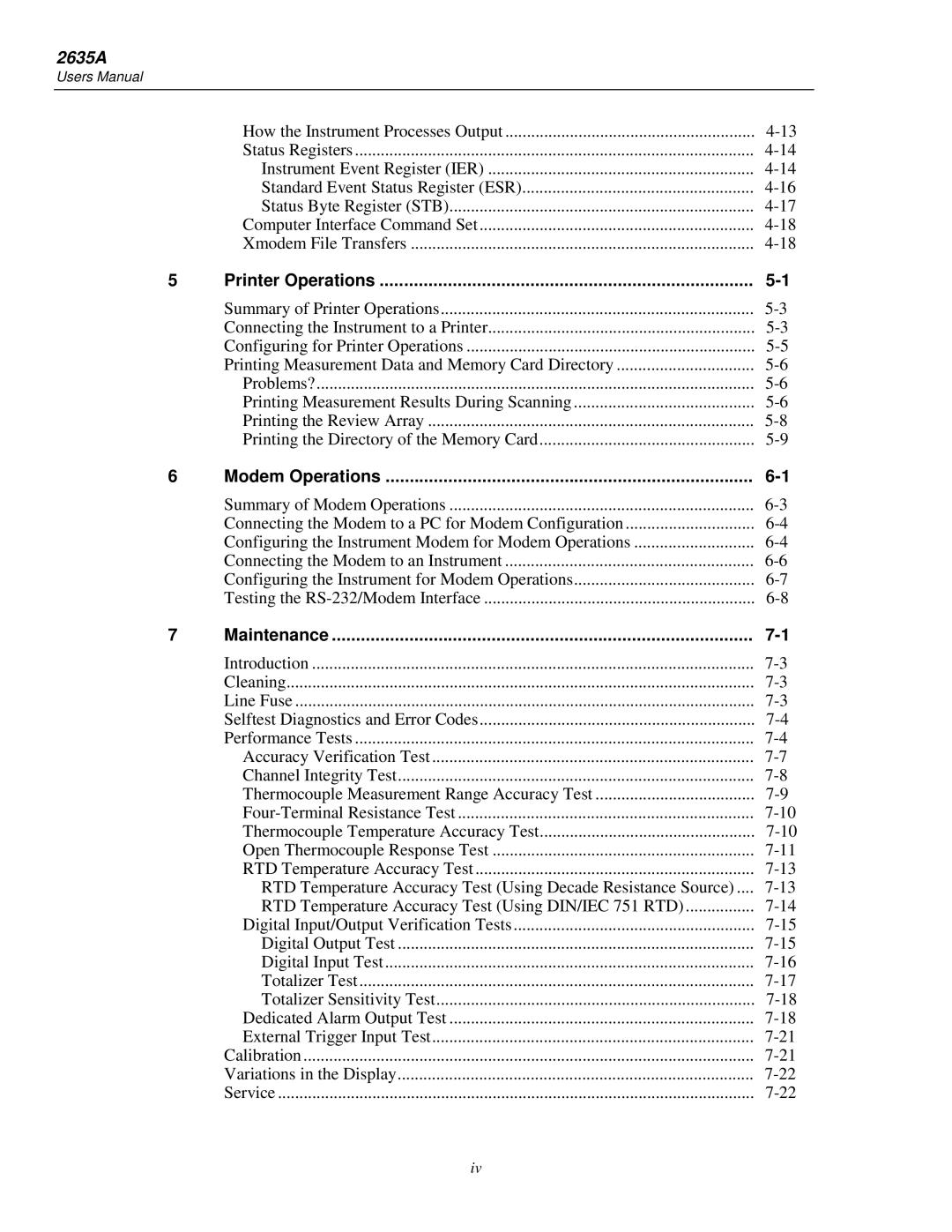 Fluke 2635A user manual Printer Operations 