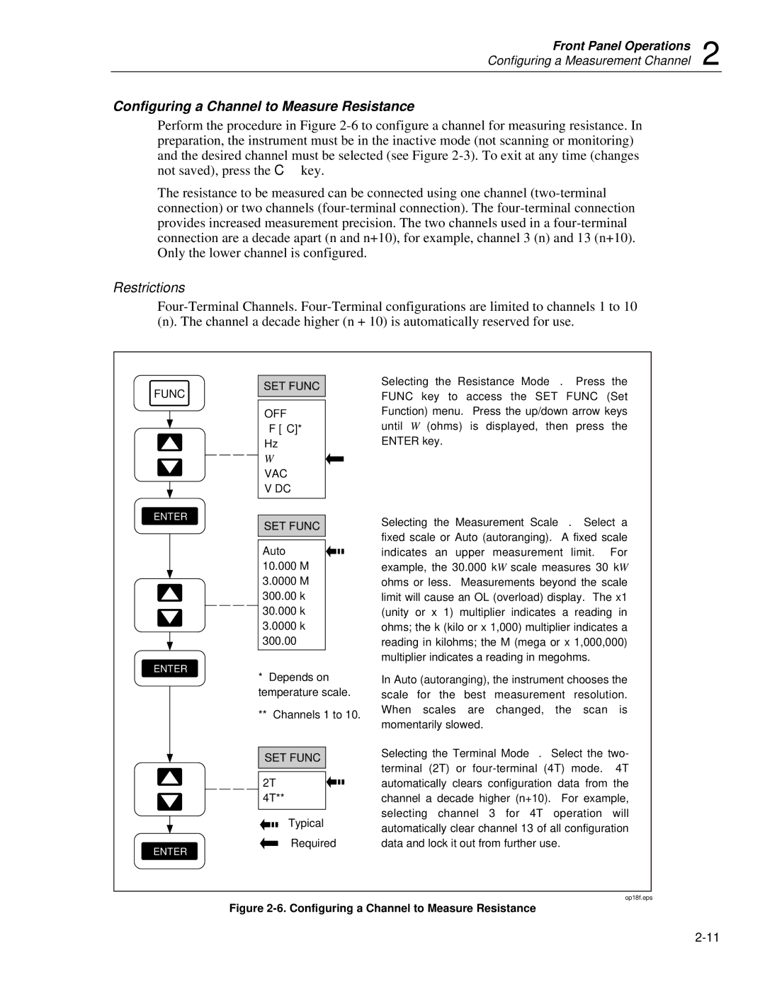 Fluke 2635A user manual Configuring a Channel to Measure Resistance 