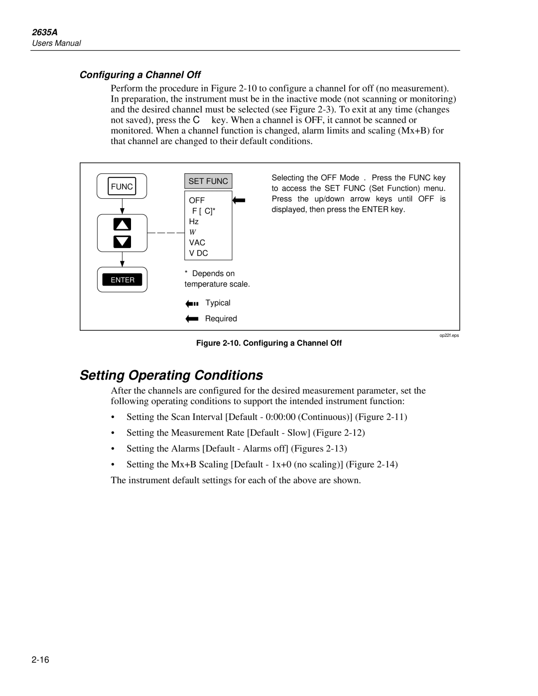 Fluke 2635A user manual Setting Operating Conditions, Configuring a Channel Off 