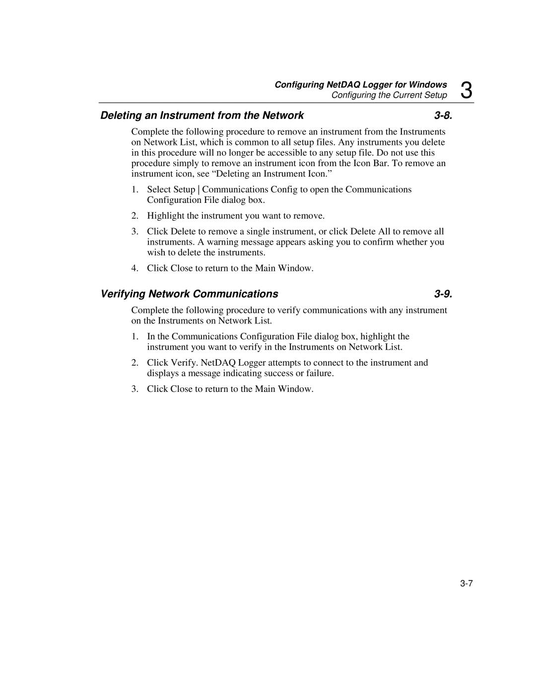 Fluke 2640A, 2645A user manual Deleting an Instrument from the Network, Verifying Network Communications 