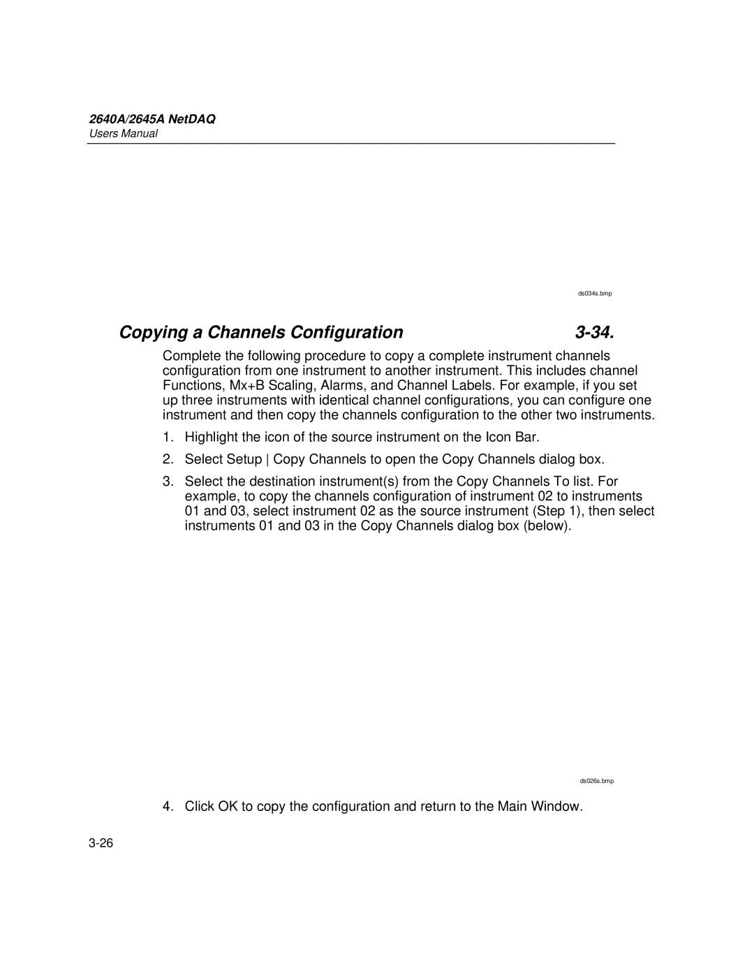 Fluke 2645A, 2640A user manual Copying a Channels Configuration 