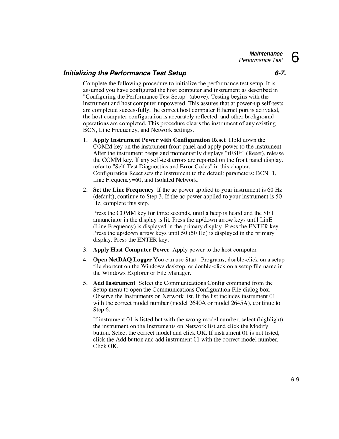 Fluke 2640A, 2645A user manual Initializing the Performance Test Setup 