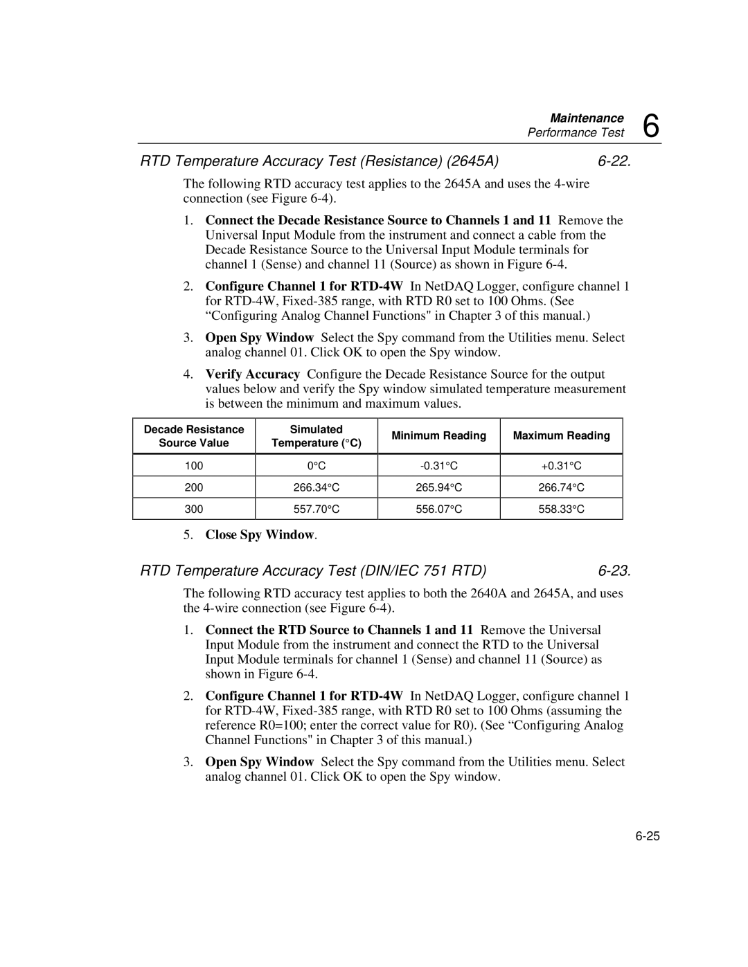 Fluke 2640A user manual RTD Temperature Accuracy Test Resistance 2645A, RTD Temperature Accuracy Test DIN/IEC 751 RTD 