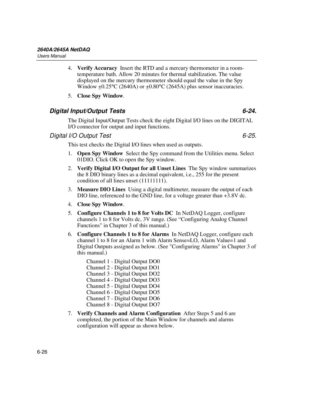 Fluke 2645A, 2640A user manual Digital Input/Output Tests, Digital I/O Output Test 