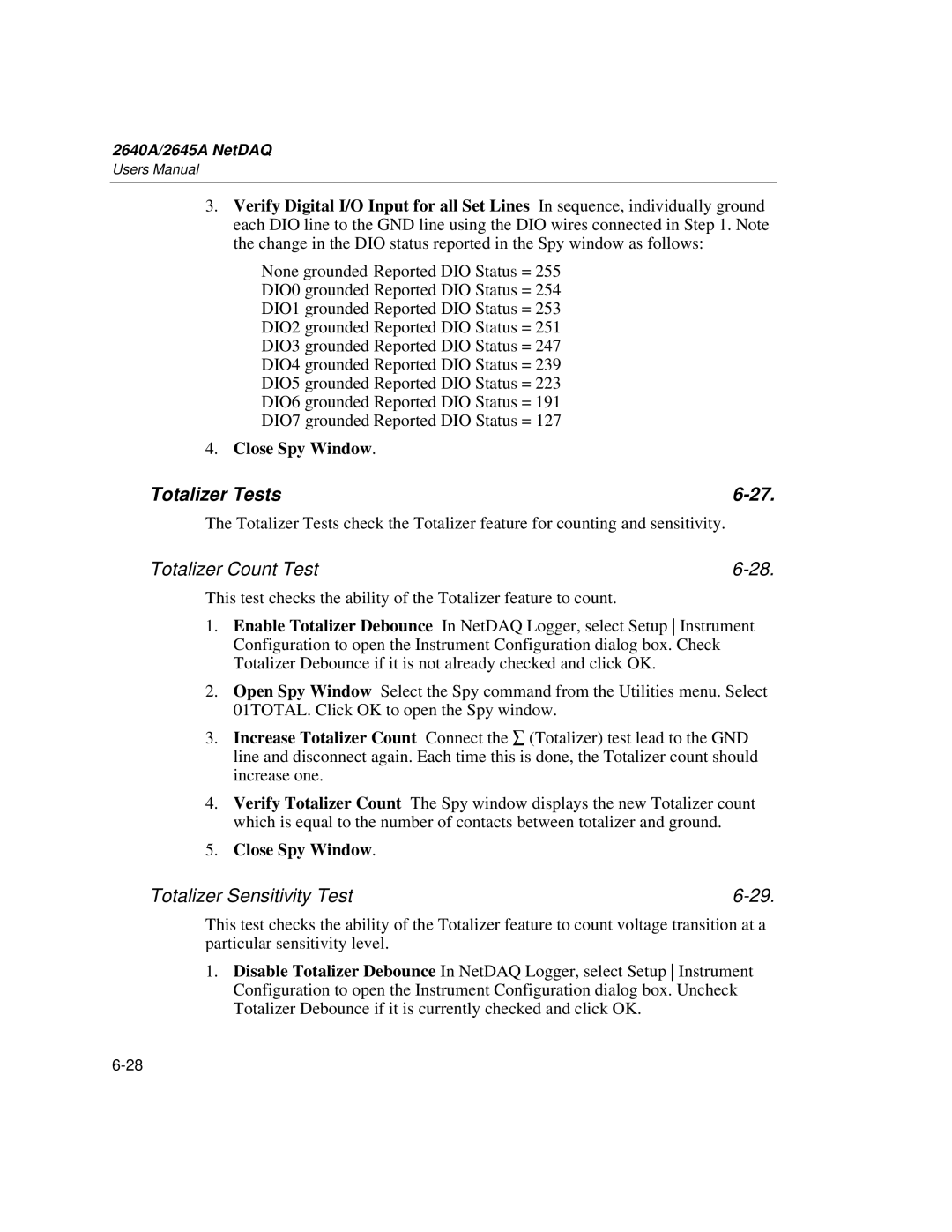 Fluke 2645A, 2640A user manual Totalizer Tests, Totalizer Count Test, Totalizer Sensitivity Test 