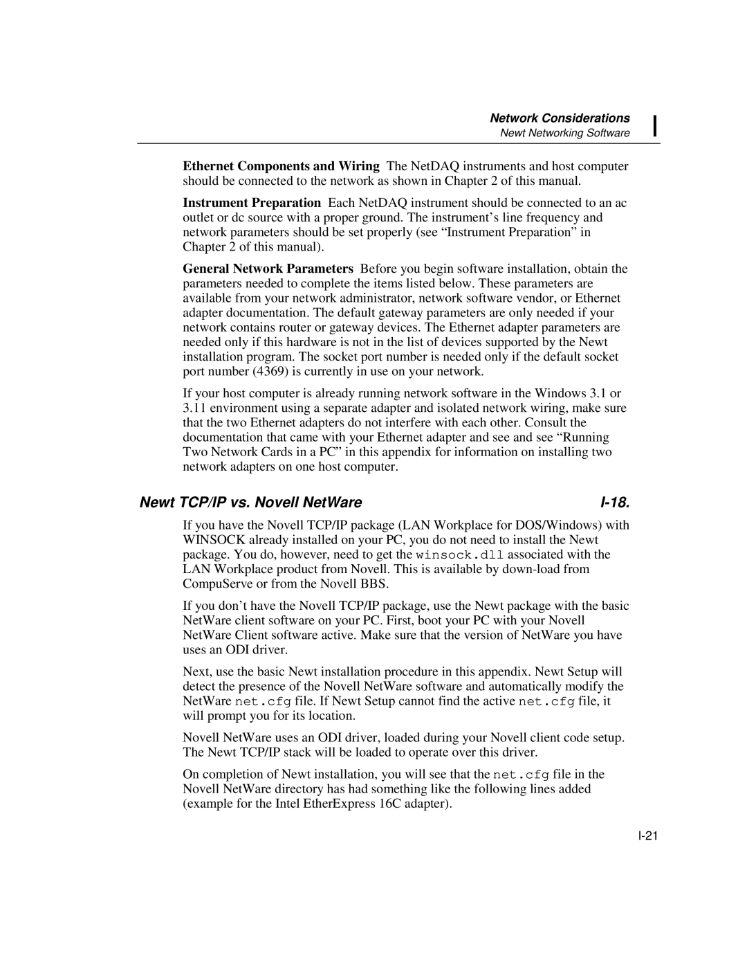 Fluke 2640A, 2645A user manual Newt TCP/IP vs. Novell NetWare 