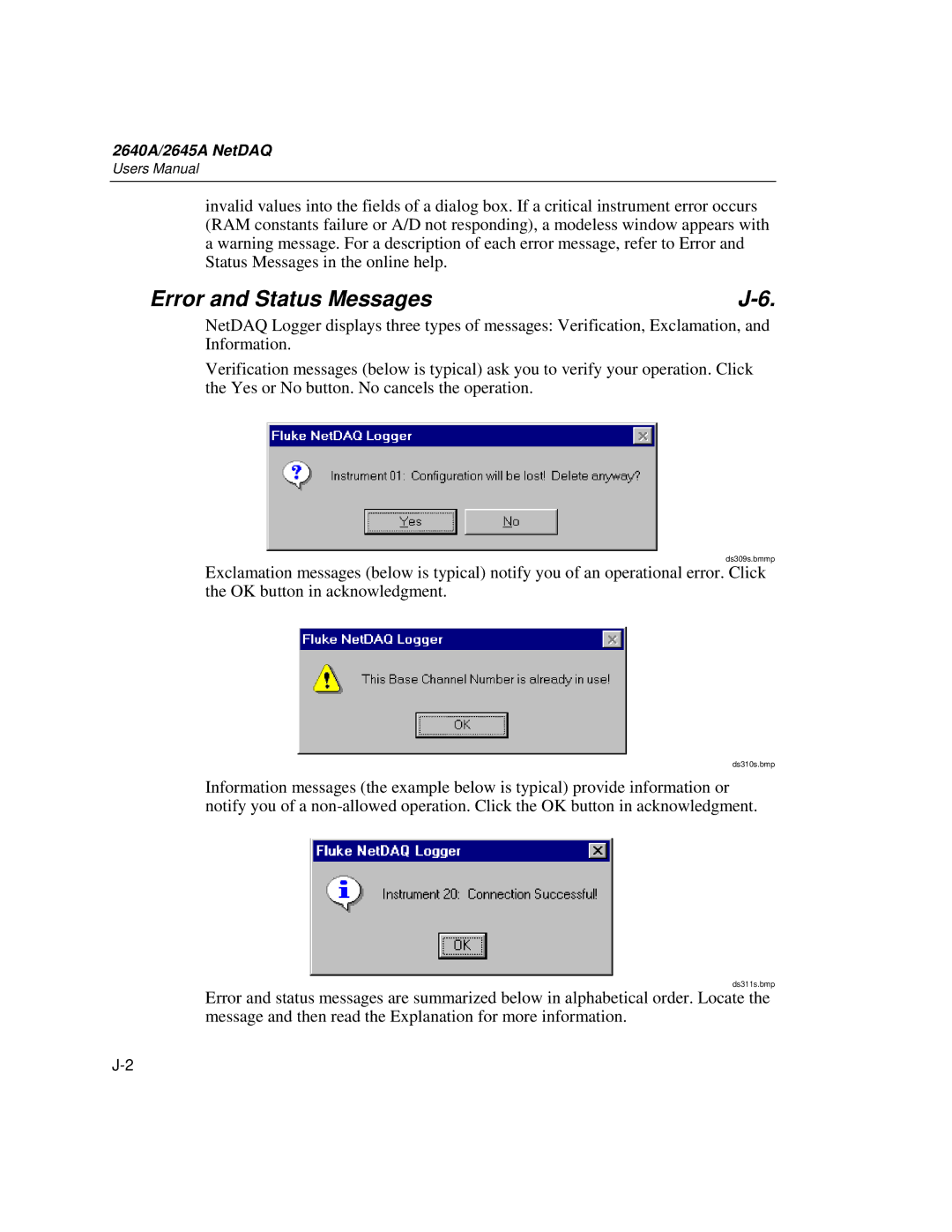 Fluke 2645A, 2640A user manual Error and Status Messages 