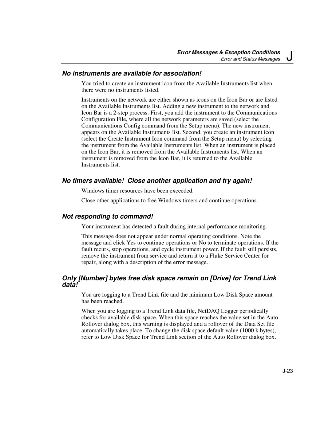 Fluke 2640A, 2645A user manual No instruments are available for association, Not responding to command 