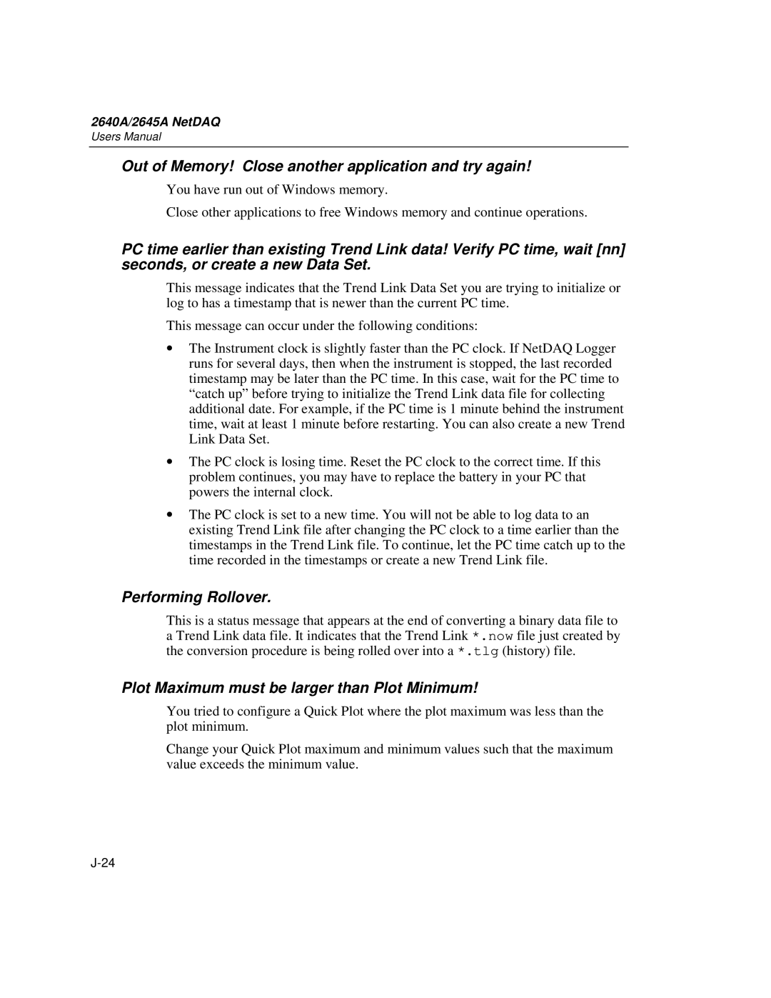 Fluke 2645A, 2640A user manual Out of Memory! Close another application and try again, Performing Rollover 