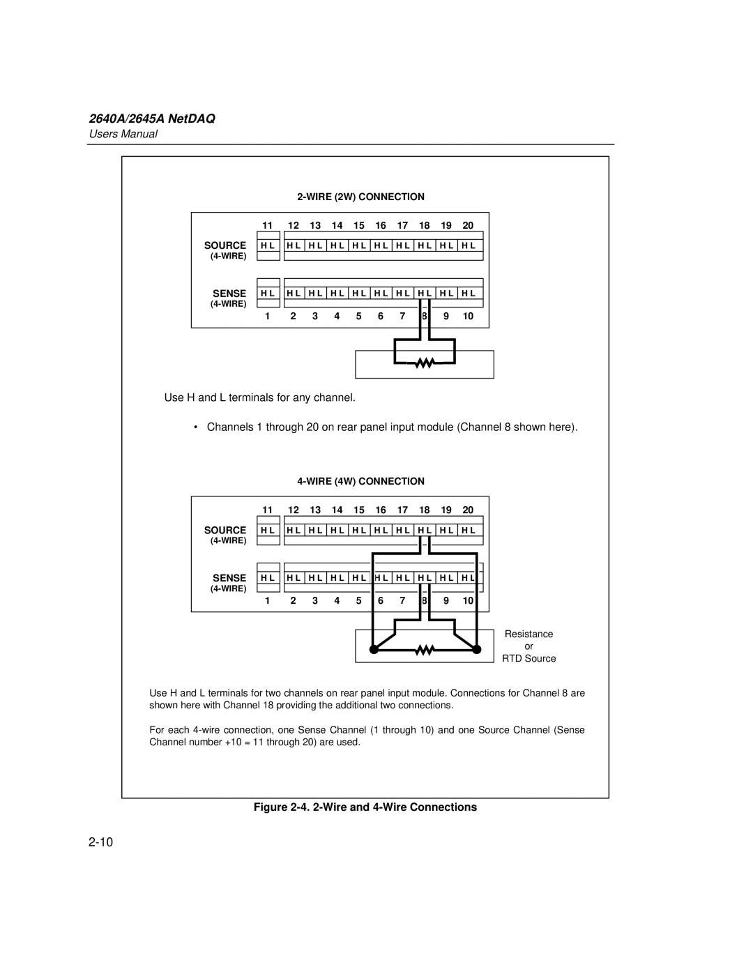 Fluke 2645A, 2640A user manual Wire and 4-Wire Connections 