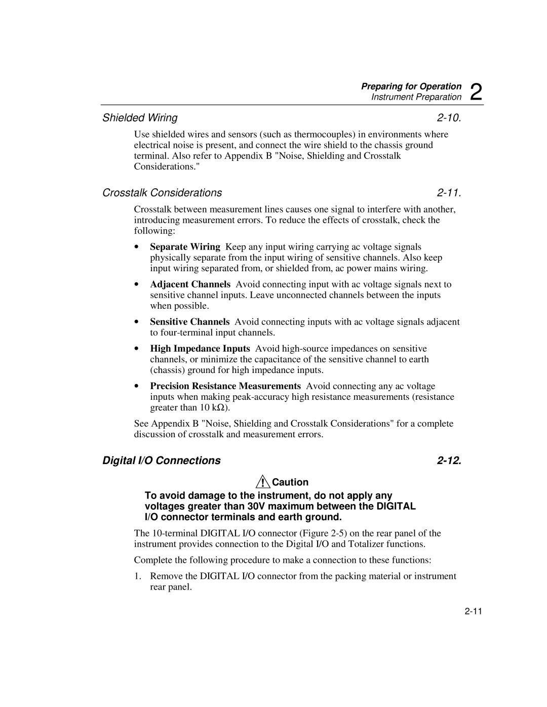 Fluke 2640A, 2645A user manual Shielded Wiring, Crosstalk Considerations, Digital I/O Connections 