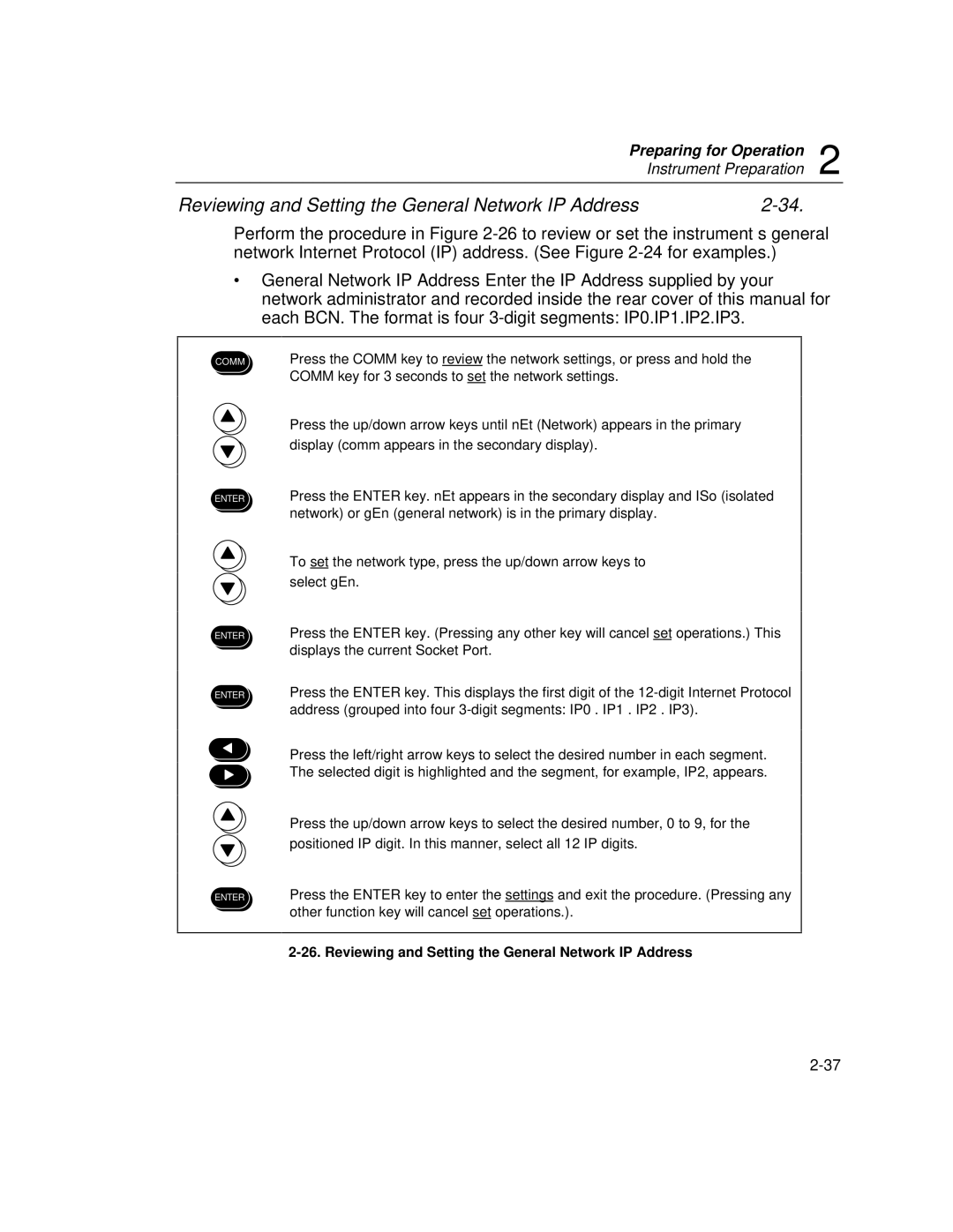 Fluke 2640A, 2645A user manual Reviewing and Setting the General Network IP Address 