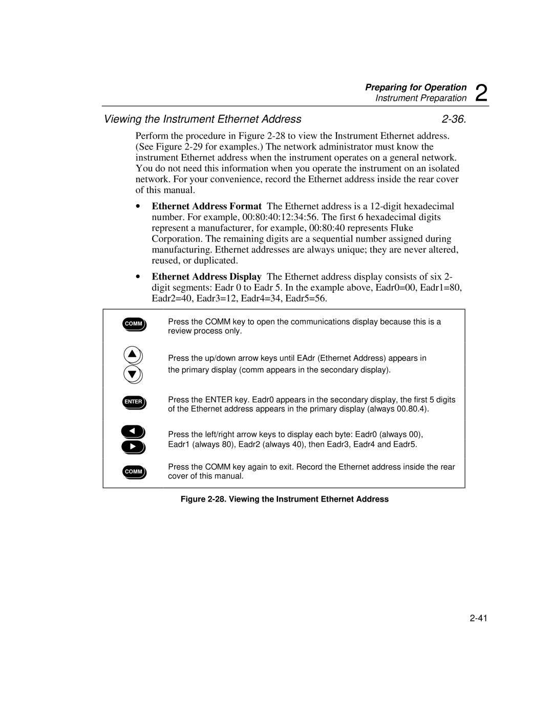 Fluke 2640A, 2645A user manual Viewing the Instrument Ethernet Address 