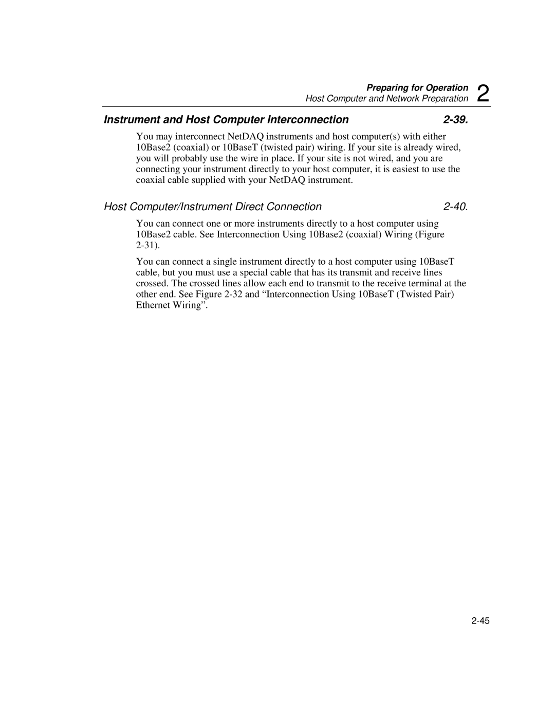 Fluke 2640A, 2645A user manual Instrument and Host Computer Interconnection, Host Computer/Instrument Direct Connection 