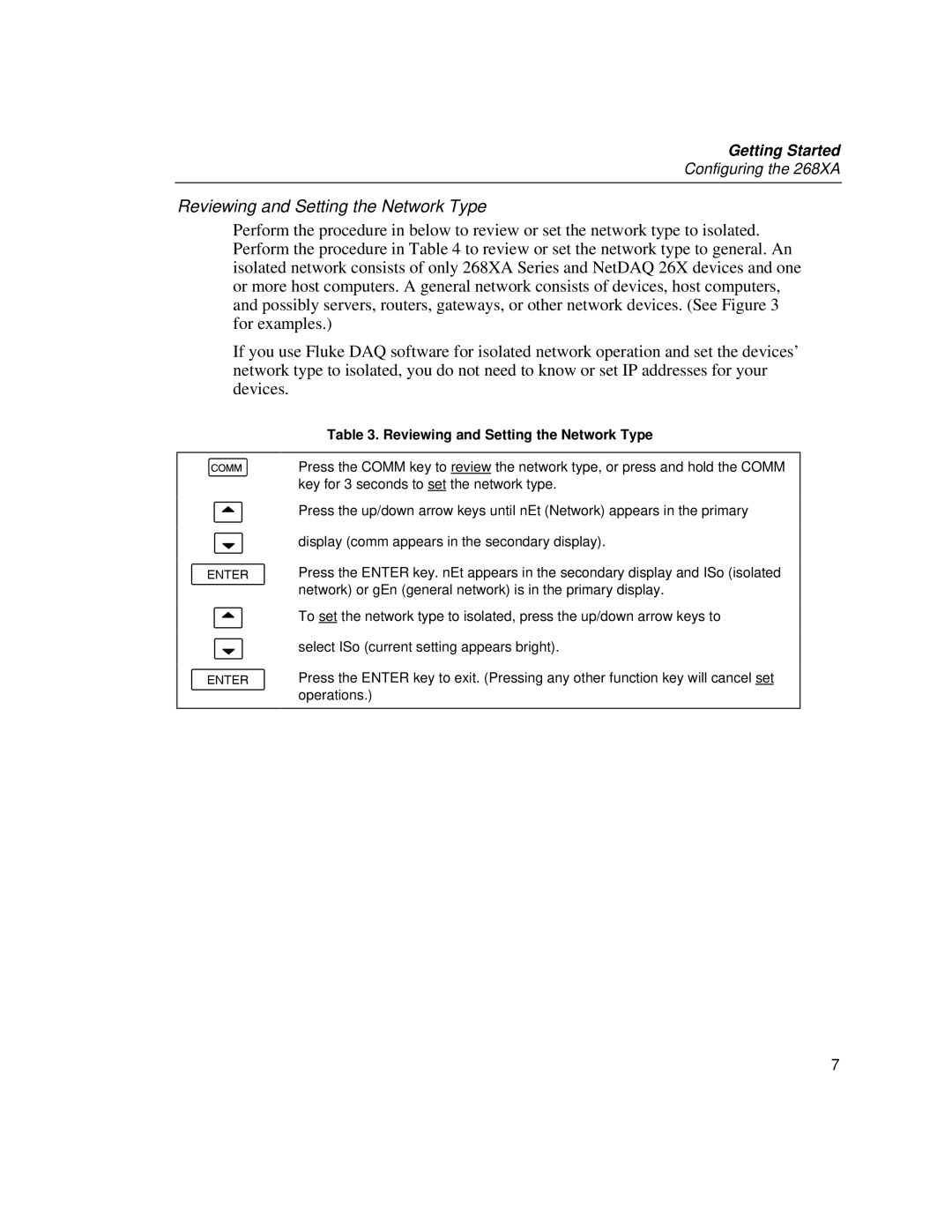 Fluke 2686A, 2680A manual Reviewing and Setting the Network Type 