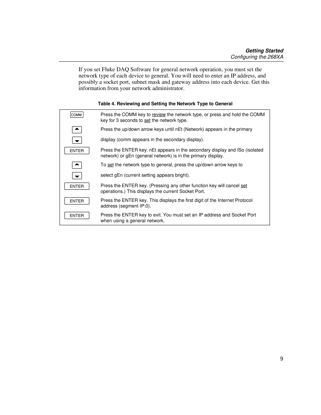 Fluke 2686A, 2680A manual Reviewing and Setting the Network Type to General 