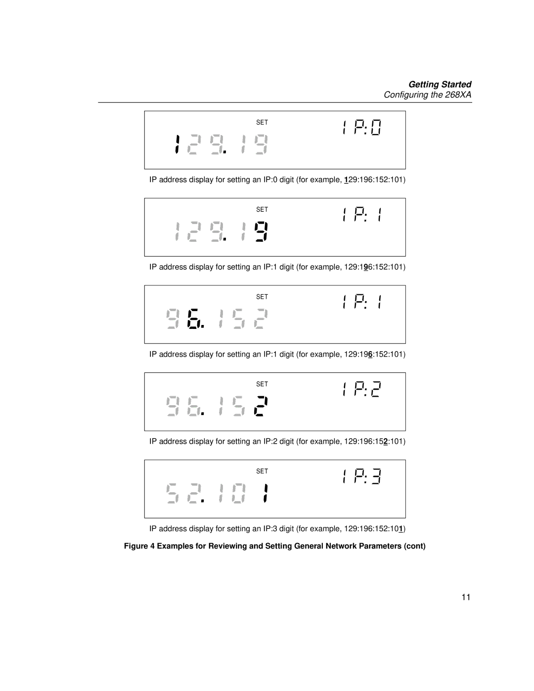 Fluke 2686A, 2680A manual IP address display for setting an IP0 digit for example 