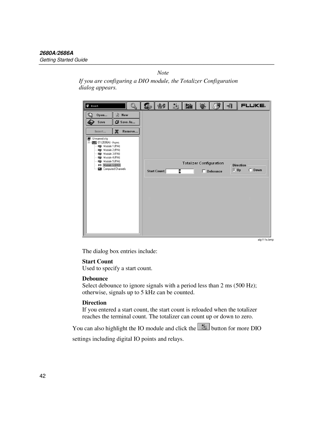 Fluke 2680A, 2686A manual Start Count, Debounce, Direction 