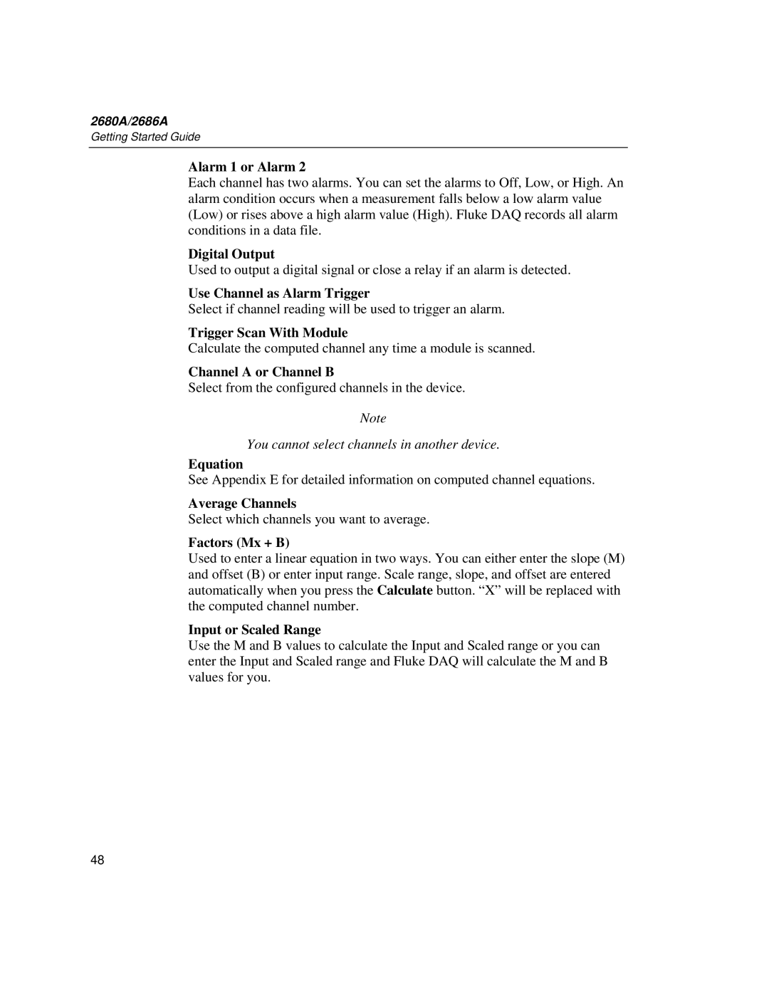 Fluke 2680A manual Digital Output, Use Channel as Alarm Trigger, Trigger Scan With Module, Channel a or Channel B, Equation 