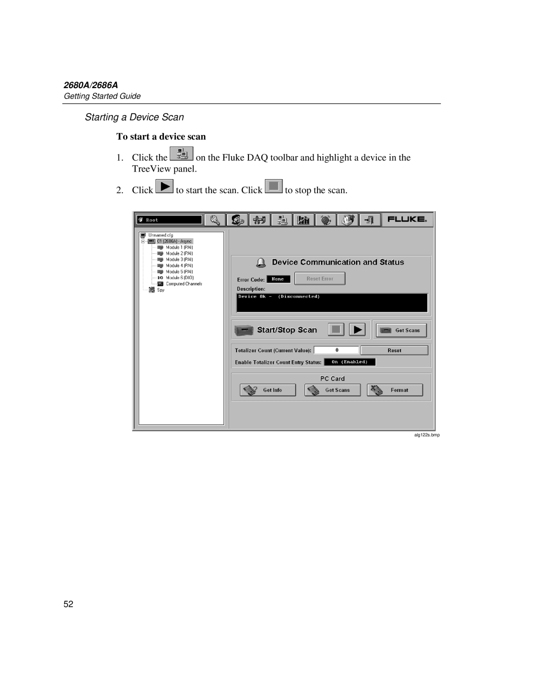 Fluke 2680A, 2686A manual Starting a Device Scan, To start a device scan 