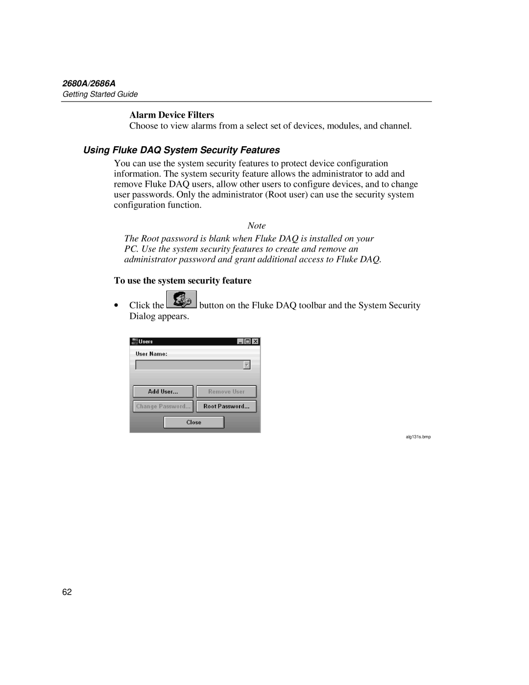 Fluke 2680A, 2686A manual Using Fluke DAQ System Security Features, To use the system security feature 