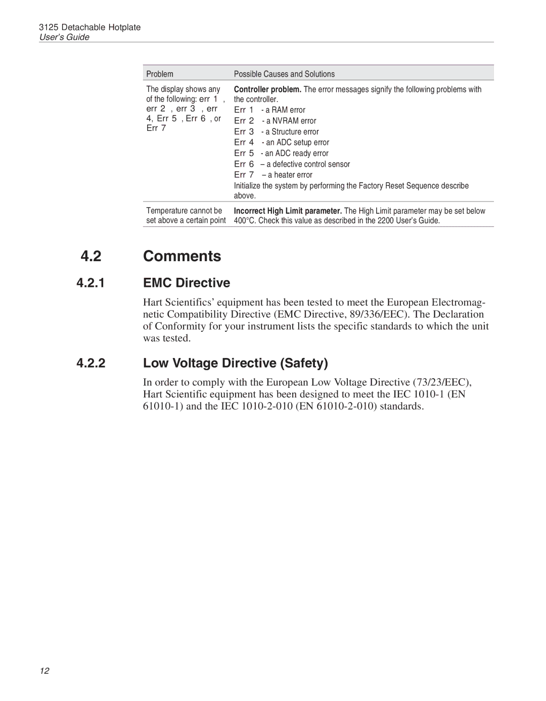 Fluke 3125 user manual Comments, Above 