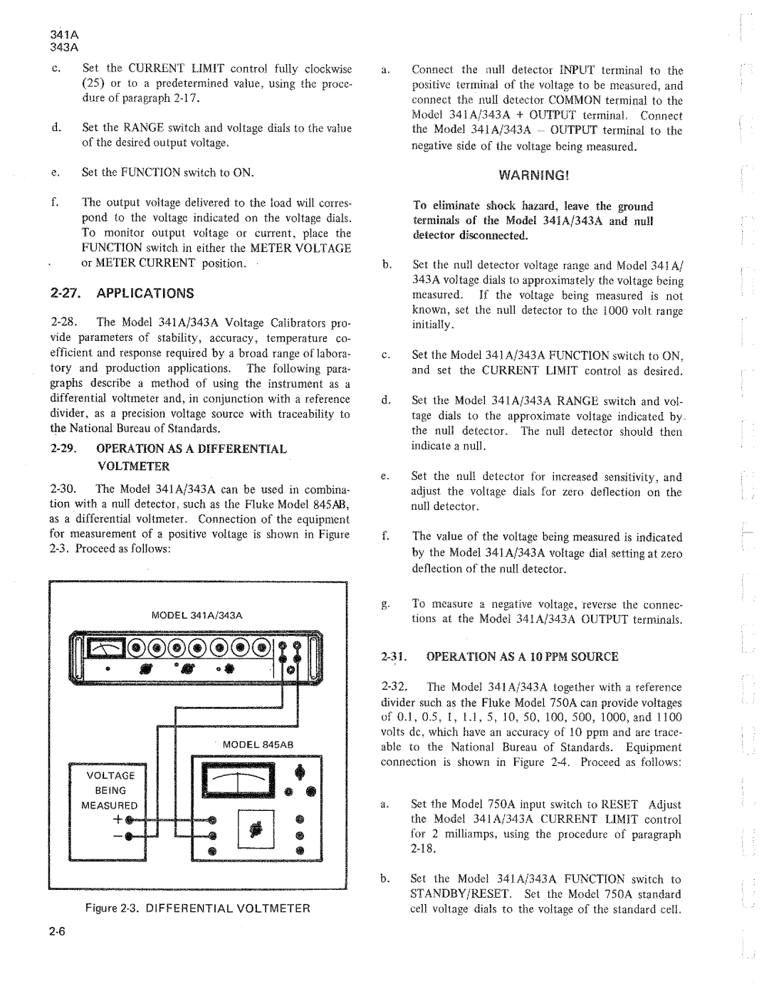 Fluke 343a dc voltage calibrators, 341a manual 